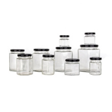 stocked All sizes Food Use Hexagonal glass spice honey jam container jar with metal lid